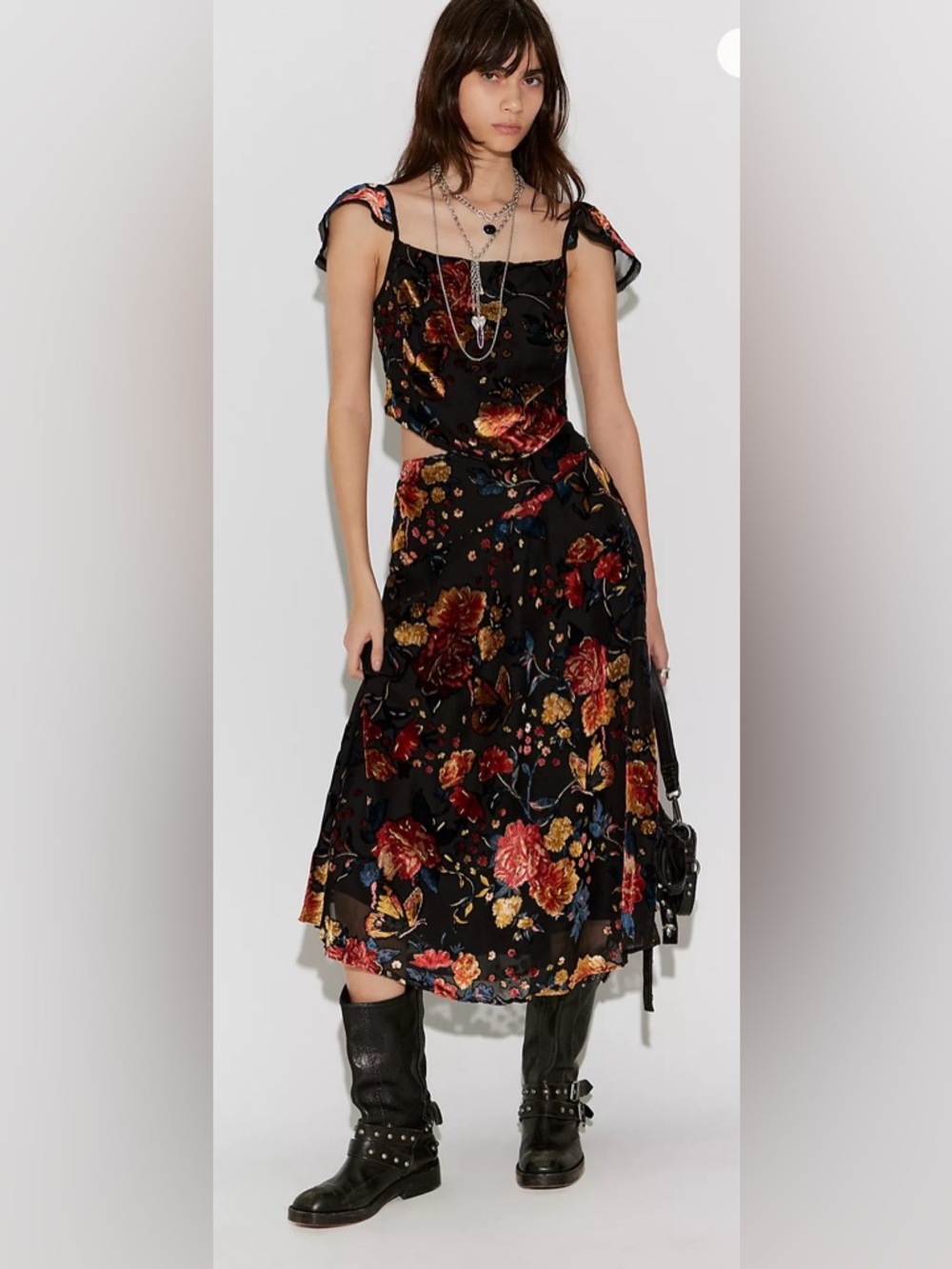 FREE PEOPLE - Electra Heart Midi Skirt Set Black Size L